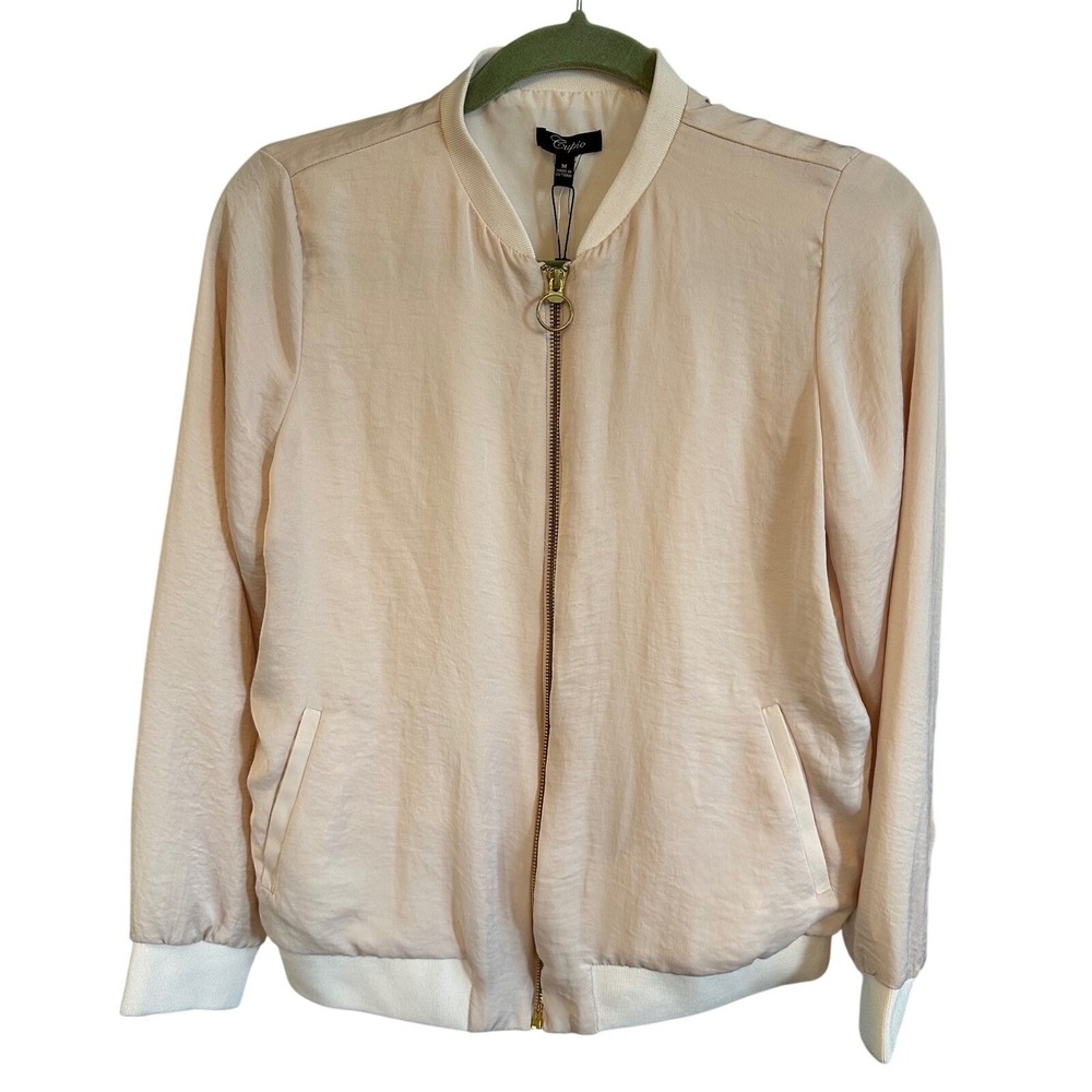 Cupio Womens Dusty Blush Pink‎ Full Zip Bomber Jacket Size MediumNEW